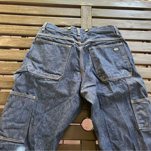 Key Raw Rigid Heavyweight Denim Double Front Logger Jeans (33 x 32)